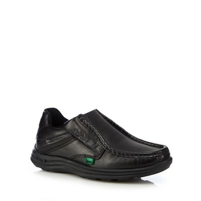 Kickers Boy's black leather slip on shoes